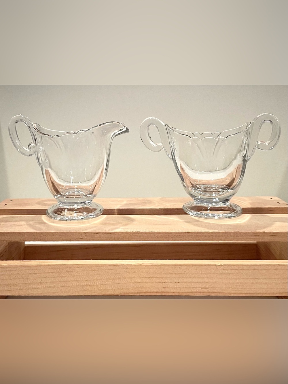 🥳BOGO! Heisey Clear Glass Petite Vintage Creamer and Open Sugar Set | EUC